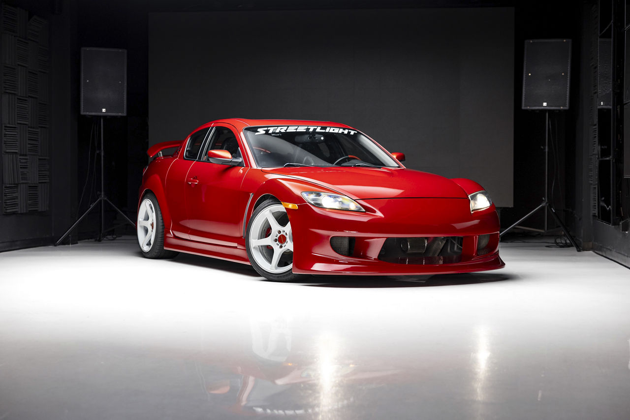 2004 Mazda RX8 - Motegi MR159 BATTLE V - White | Motegi Wheels